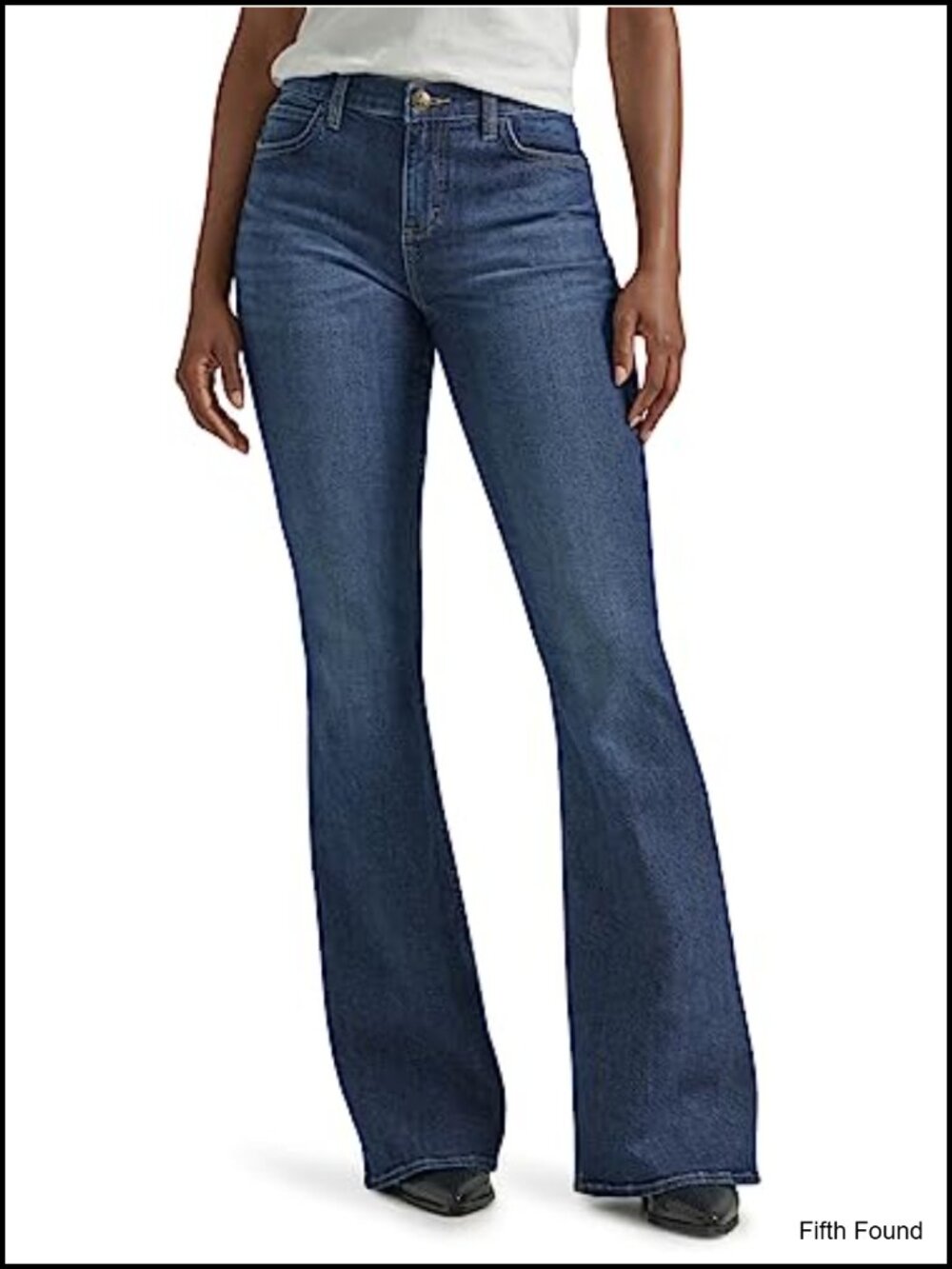 Mid Rise Flare Jeans Stretch Denim 5-Pocket Flared Leg